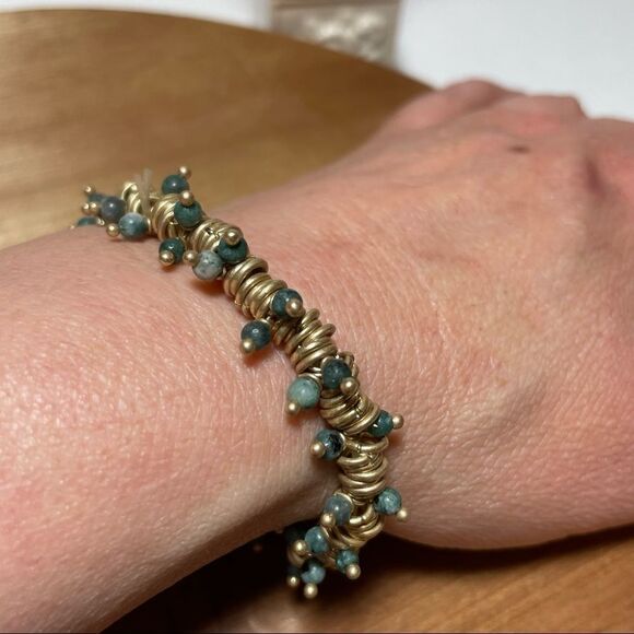 Brass and stone bracelet handcrafted - Picture 5 of 11